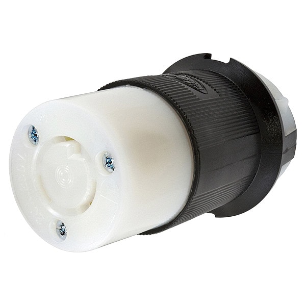 Conector de bloqueo giratorio de 20 A Hubbell 2P 3W 250VAC L6-20R BK/WT - HBL2323