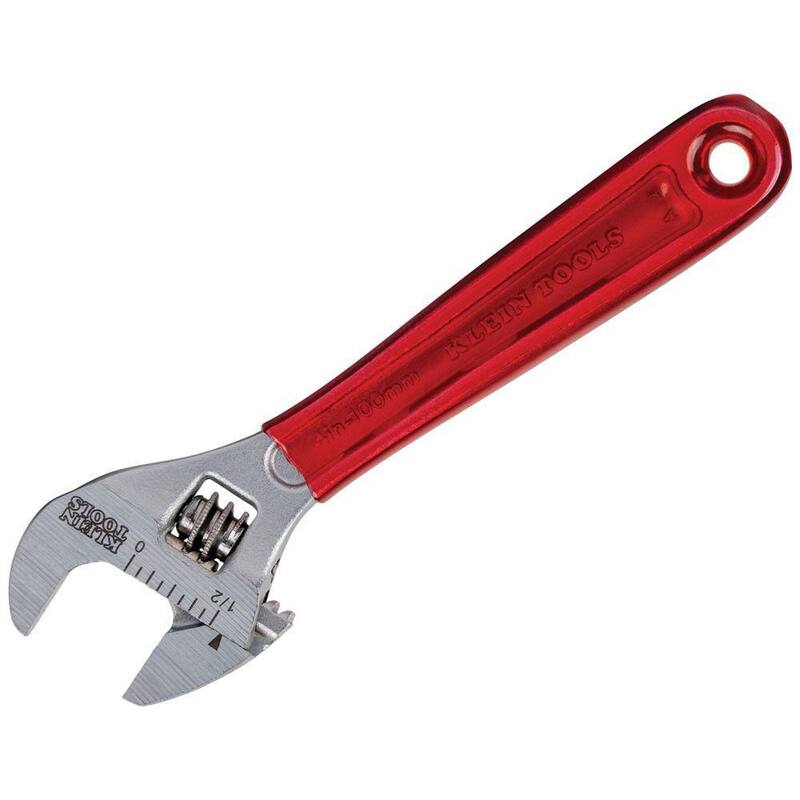 Llave ajustable de capacidad estándar de 1/2 pulg. con mango recubierto de plástico - D506-4 de Klein Tools