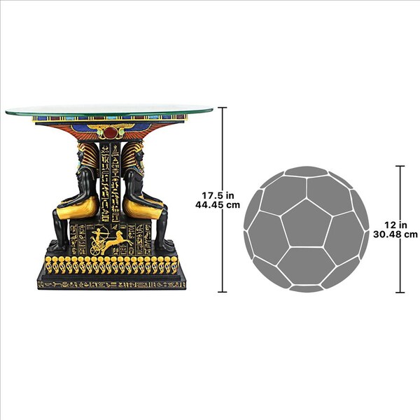 Design Toscano Tut the Egyptian Pharaoh Glass-Topped Sculptural Table - QL1005