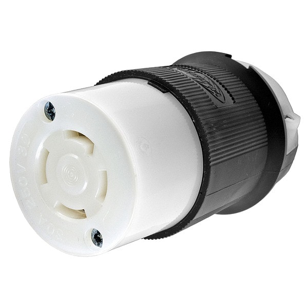 Conector Twist-Lock de 30A Hubbell de 3P 4W 250VAC L15-30R BK/WT - HBL2723