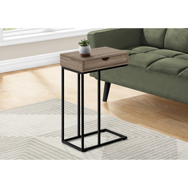 Monarch Specialties Side Table, 15.75 W, 24 H, Particle Board, Metal, Dark Taupe - I 3771