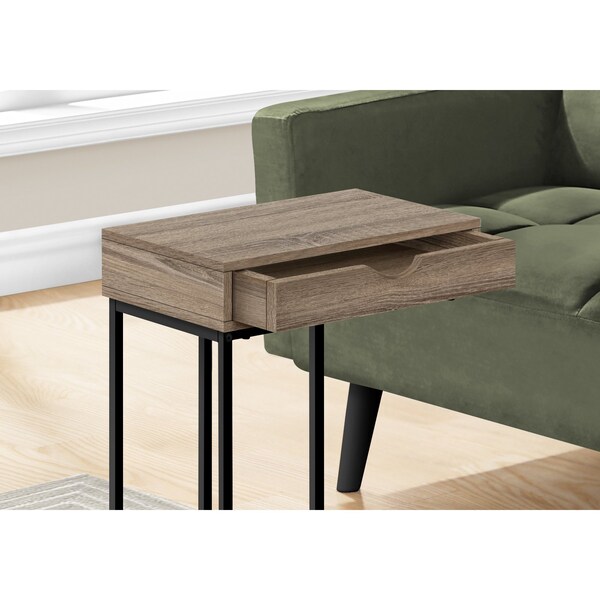 Monarch Specialties Side Table, 15.75 W, 24 H, Particle Board, Metal, Dark Taupe - I 3771