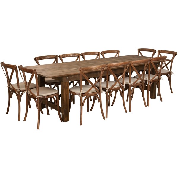 Flash Furniture Rectangle Antique Farm Table, 40" W, 108" L, 30" H, Wood, Wood Grain - XA-FARM-16-GG