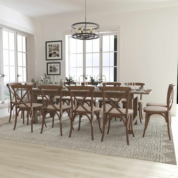 Flash Furniture Rectangle Antique Farm Table, 40" W, 108" L, 30" H, Wood, Wood Grain - XA-FARM-16-GG