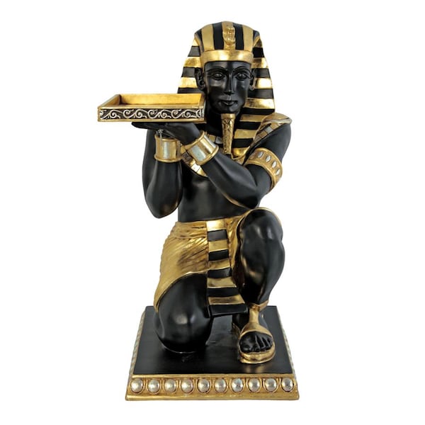 Design Toscano Egyptian Pharaoh's Kneeling Nubian Servant: Egyptian Side Table Statue - NE867003