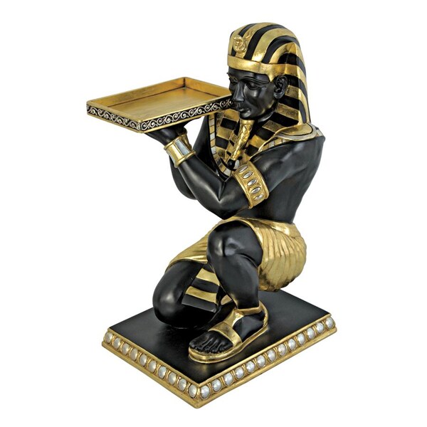 Design Toscano Egyptian Pharaoh's Kneeling Nubian Servant: Egyptian Side Table Statue - NE867003