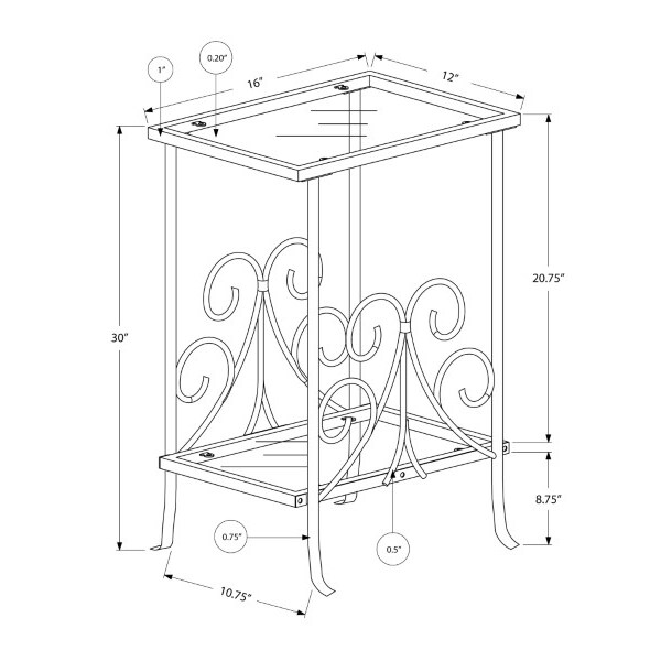 Monarch Specialties Accent Table - 30"H / Silver Metal With Tempered Glass - I 3158