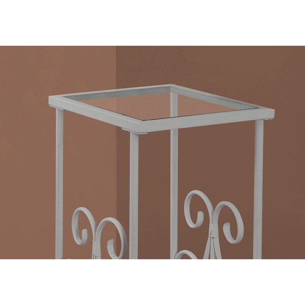 Monarch Specialties Accent Table - 30"H / Silver Metal With Tempered Glass - I 3158