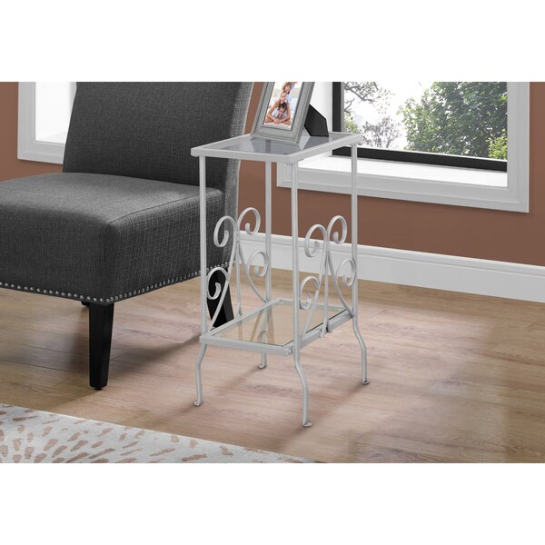 Monarch Specialties Accent Table - 30"H / Silver Metal With Tempered Glass - I 3158