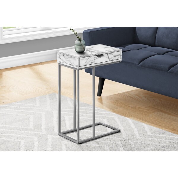 Monarch Specialties Side Table, 15.75 W, 24 H, Particle Board, Metal, White - I 3772