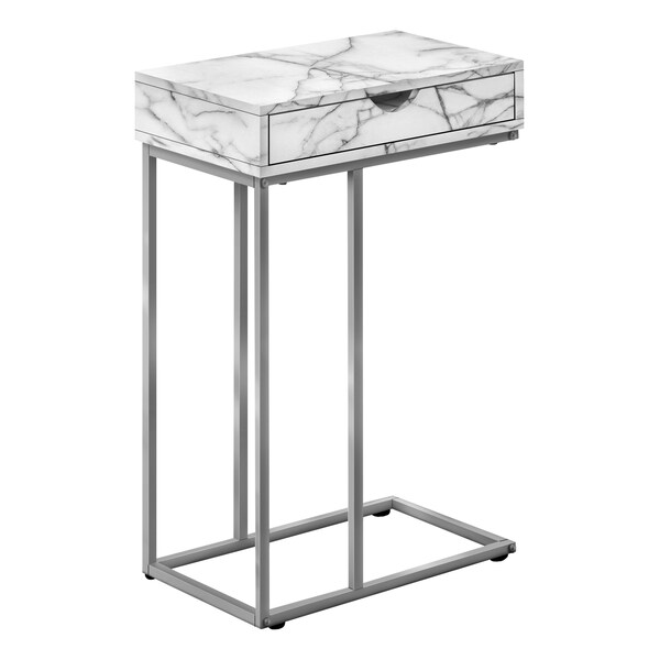 Monarch Specialties Side Table, 15.75 W, 24 H, Particle Board, Metal, White - I 3772
