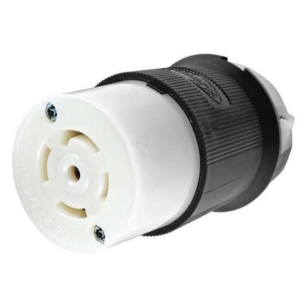 Conector Twist-Lock de 30A Hubbell 4P 5W 277/480VAC L22-30R BK/WT - HBL2823