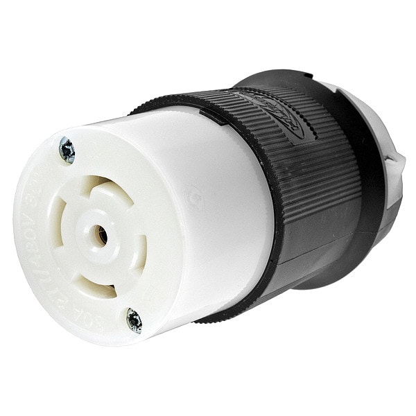 Conector Twist-Lock de 30A Hubbell 4P 5W 277/480VAC L22-30R BK/WT - HBL2823