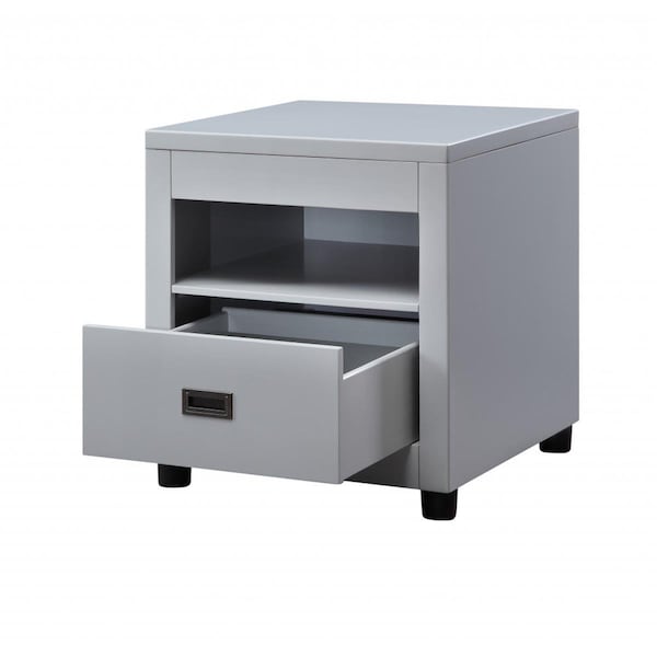 Gfancy Fixtures 24 in. Square End Table with Drawer & Shelf Dove Gray - GF3102866