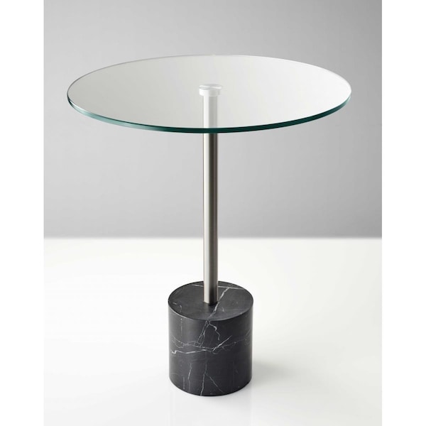 Gfancy Fixtures Brushed Steel & Black Marble End Table 17.75 x 17.75 x 21 in. - GF3084712