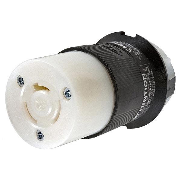 Conector de bloqueo giratorio de 20A Hubbell 3P 3W 125/250VAC BK/WT - HBL7314C