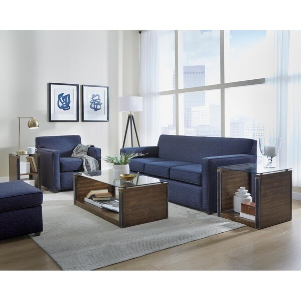 Progressive Furniture Living Room Glass Top Chairside Table, Toffee - T316-29