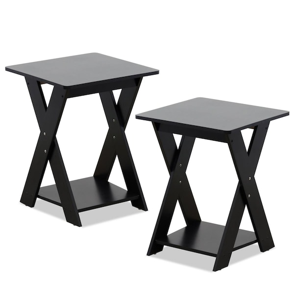 Furinno Modern Simplistic Criss-Crossed End Table, Espresso - Set of 2, 2PK - 2-16050EX