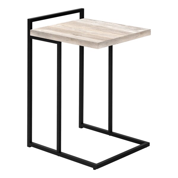Monarch Specialties Accent Table, C-shaped, End, Side, Snack, Living Room, Bedroom, Metal, Laminate, Beige, Black - I 3632