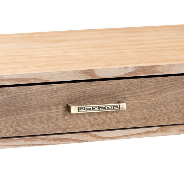 Baxton Studio Lafoy Natural Finished Wood and Gold Finished 2-Drawer Console Table - 153-9202