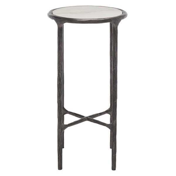 Safavieh 12 x 12 x 24 in. Jessa Metal Tall Rd End Table Black & White - SFV9504D