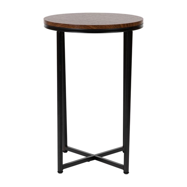 Flash Furniture Round Walnut End Table with Matte Black Frame - NAN-JH-1787ET-WAL-BK-GG