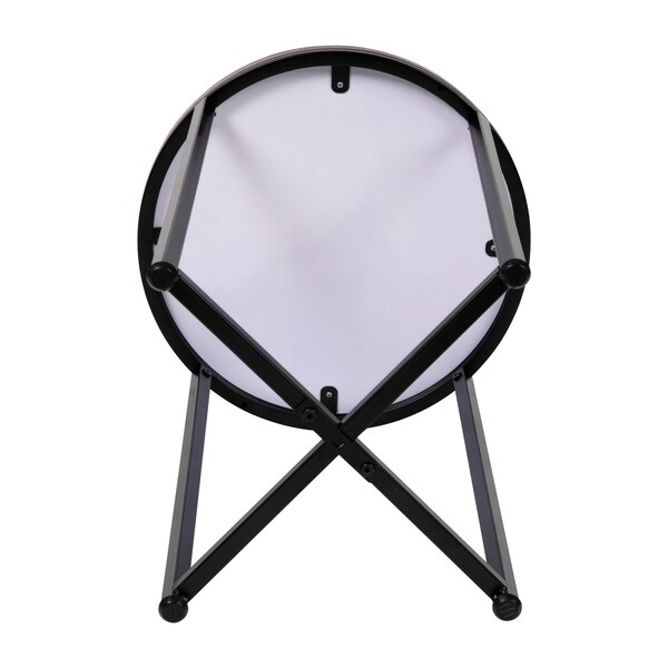Flash Furniture Round Walnut End Table with Matte Black Frame - NAN-JH-1787ET-WAL-BK-GG