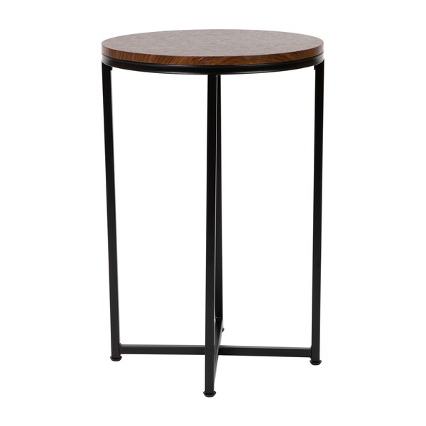 Flash Furniture Round Walnut End Table with Matte Black Frame - NAN-JH-1787ET-WAL-BK-GG