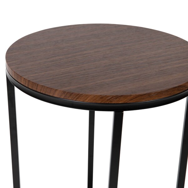 Flash Furniture Round Walnut End Table with Matte Black Frame - NAN-JH-1787ET-WAL-BK-GG