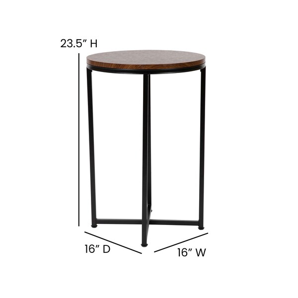 Flash Furniture Round Walnut End Table with Matte Black Frame - NAN-JH-1787ET-WAL-BK-GG