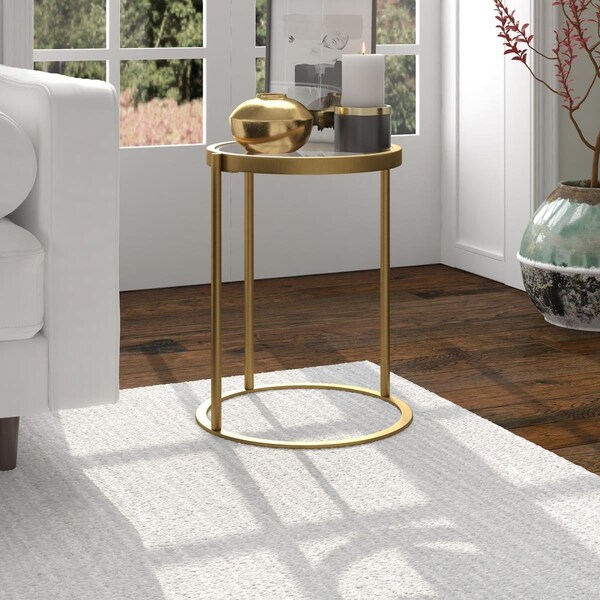 Hudson&Canal 16 in. Duxbury Wide Round Side Table Brass - ST1355