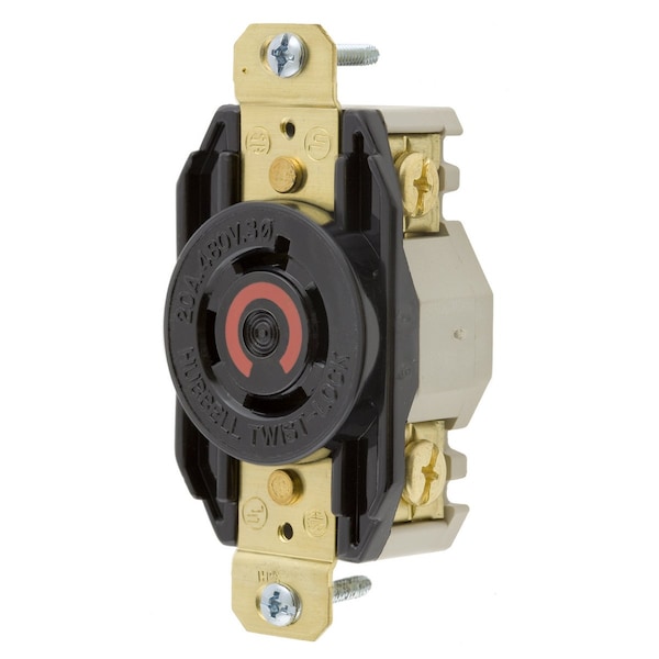 Receptáculo de Bloqueo Giratorio de 20A 3P 4W 480VAC L16-20R BK - HBL2430