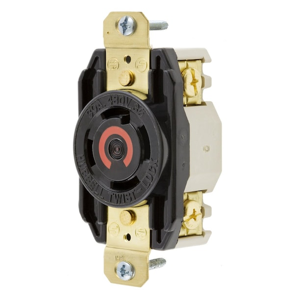 Receptáculo Twist-Lock de 30A 3P 4W 480VAC L16-30R BK - HBL2730 de Hubbell.