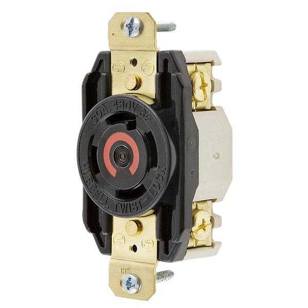 Receptáculo Twist-Lock de 30A 3P 4W 480VAC L16-30R BK - HBL2730 de Hubbell.