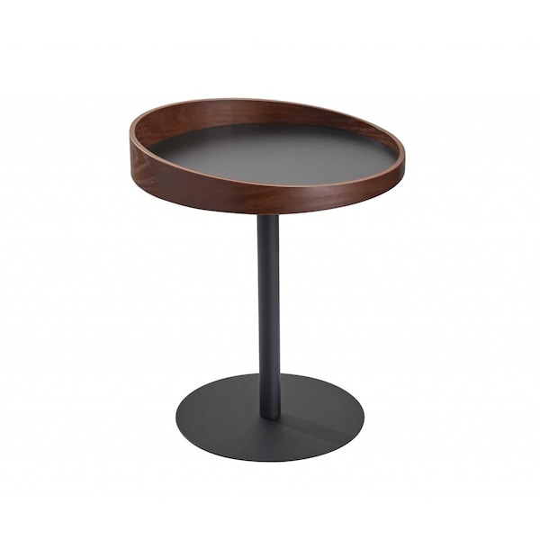 Homeroots Black & Walnut End Table 18 x 18 x 20-21.5 in. - 372970