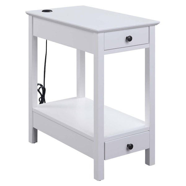Acme Furniture Industry ACME Furniture  Side Table with USB Charging Dock, White - 25 x 23 x 13 in. - 97741