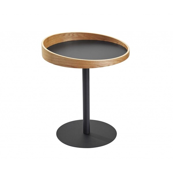 Homeroots Black & Natural End Table 18 x 18 x 20-21.5 in. - 372969