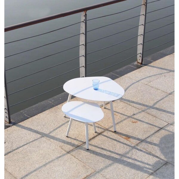 Homeroots Powder Aluminum Side Table27 x 24 x 16 in. - 372273