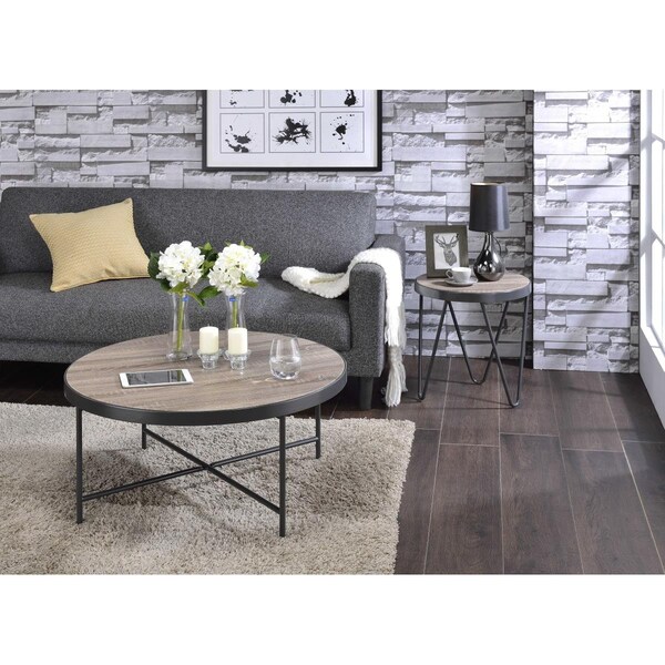 Gfancy Fixtures 18.11 x 16.73 x 16.73 in. Bage End Table Weathered Gray Oak - GF3084905