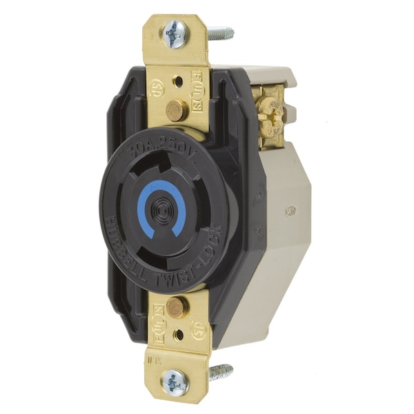 Receptáculo Twist-Lock de 30A Hubbell 2P 3W 250VAC L6-30R BK - HBL2620
