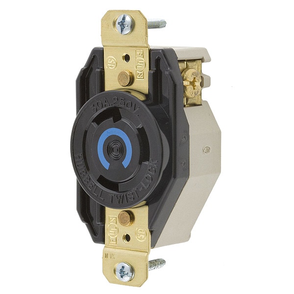 Receptáculo Twist-Lock de 30A Hubbell 2P 3W 250VAC L6-30R BK - HBL2620