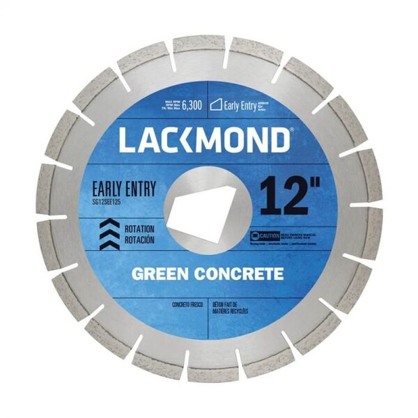 Lackmond Diamond Saw Blade, Laser Weld Segmented, Series PRO, 12 Blade Dia, WetDry, 10 mm Segment Height - SG12250SEEVH