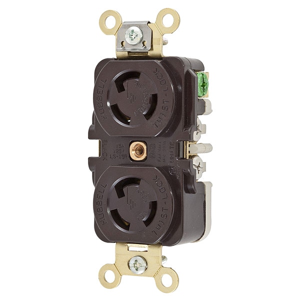 Receptáculo dúplex con bloqueo de 15A Hubbell 2P 3W 125VAC L5-15R BN - HBL4700