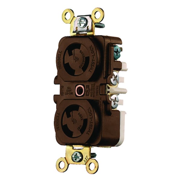 Receptáculo dúplex con bloqueo de 15A Hubbell 2P 3W 125VAC L5-15R BN - HBL4700