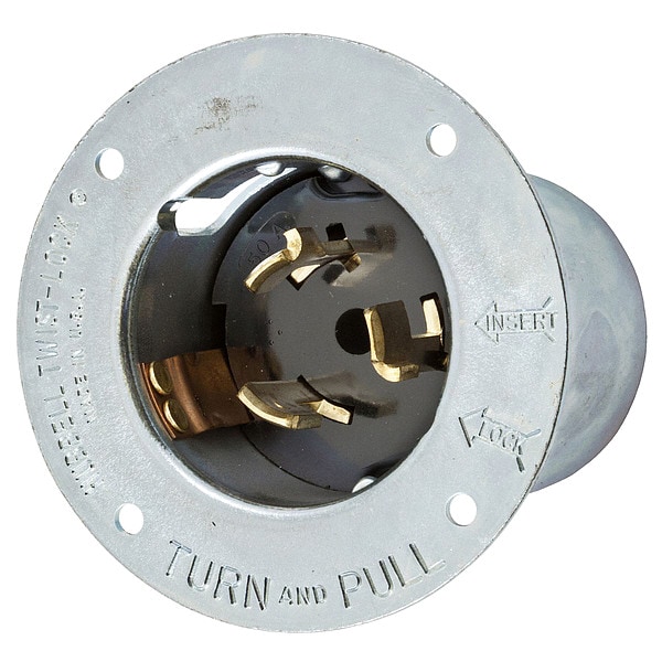Entrada de bloqueo de giro con brida de 50A Hubbell 3P 4W 125/250VAC BK - CS6375