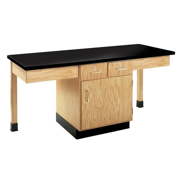 Diversified Spaces Rectangle Cupboard Table, 4 Station, Locking, 66" W, 70" L, 30" H, HPL, Black - 2401K