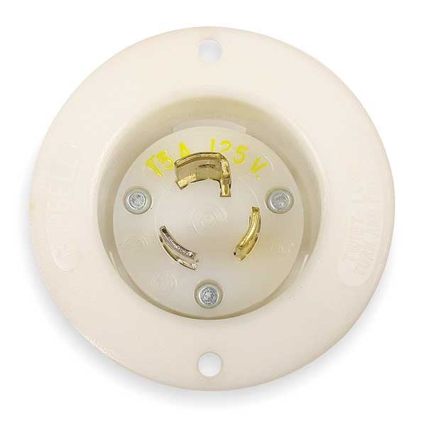 Enchufe de bloqueo giratorio de brida de 15 amperios de Hubbell 2P 3W 125VAC L5-15P WT - HBL4716C