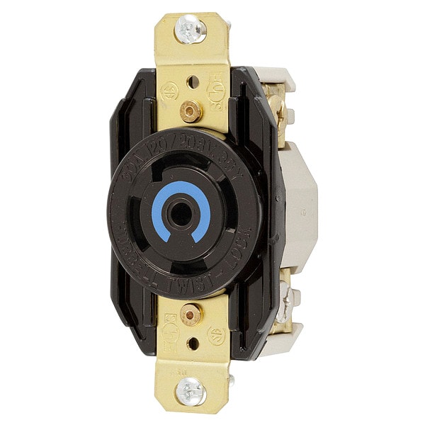Receptáculo de bloqueo giratorio Hubbell de 30A, 4P 5W 120/208VCA L21-30R BK - HBL2810