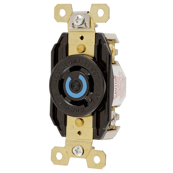 Receptáculo de bloqueo giratorio de 20A Hubbell de 4 polos 4 cables 120/208VCA L18-20R BK - HBL2440