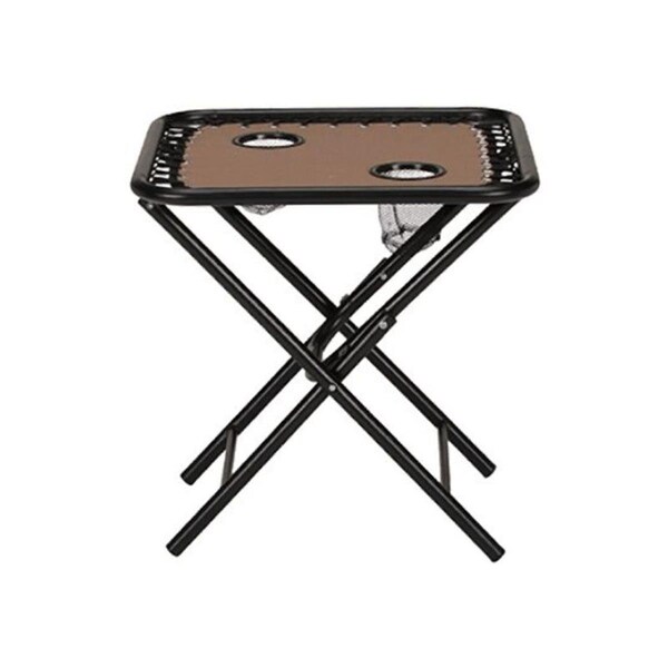 Woodard Sunny Isles Folding Side Table with 2 Cup Holders for Zero Gravity Chair, Mocha Tan - 270114